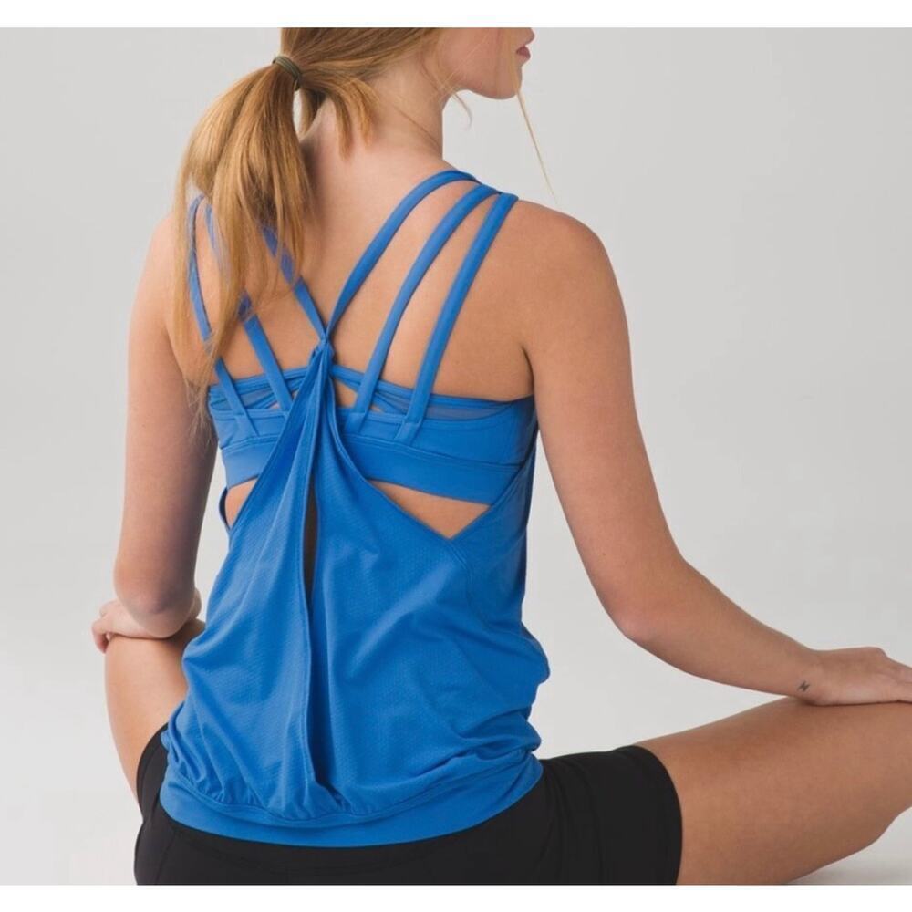 Lululemon Nouveau Limits Tank Strappy Back Top Blue Size 6